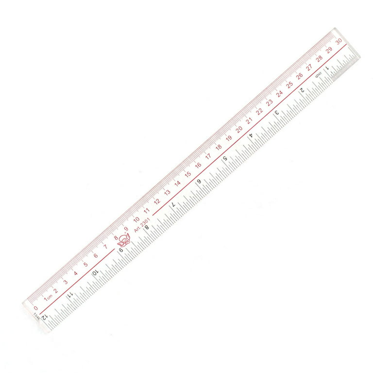 2 Pack Plastic Ruler Straight Ruler Measuring Tool 12 Inches, Clear