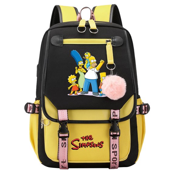 Students The Simp_sons Backpack Large Novelty Laptop Rucksack Lightweight School Book Bag with USB Charging Port