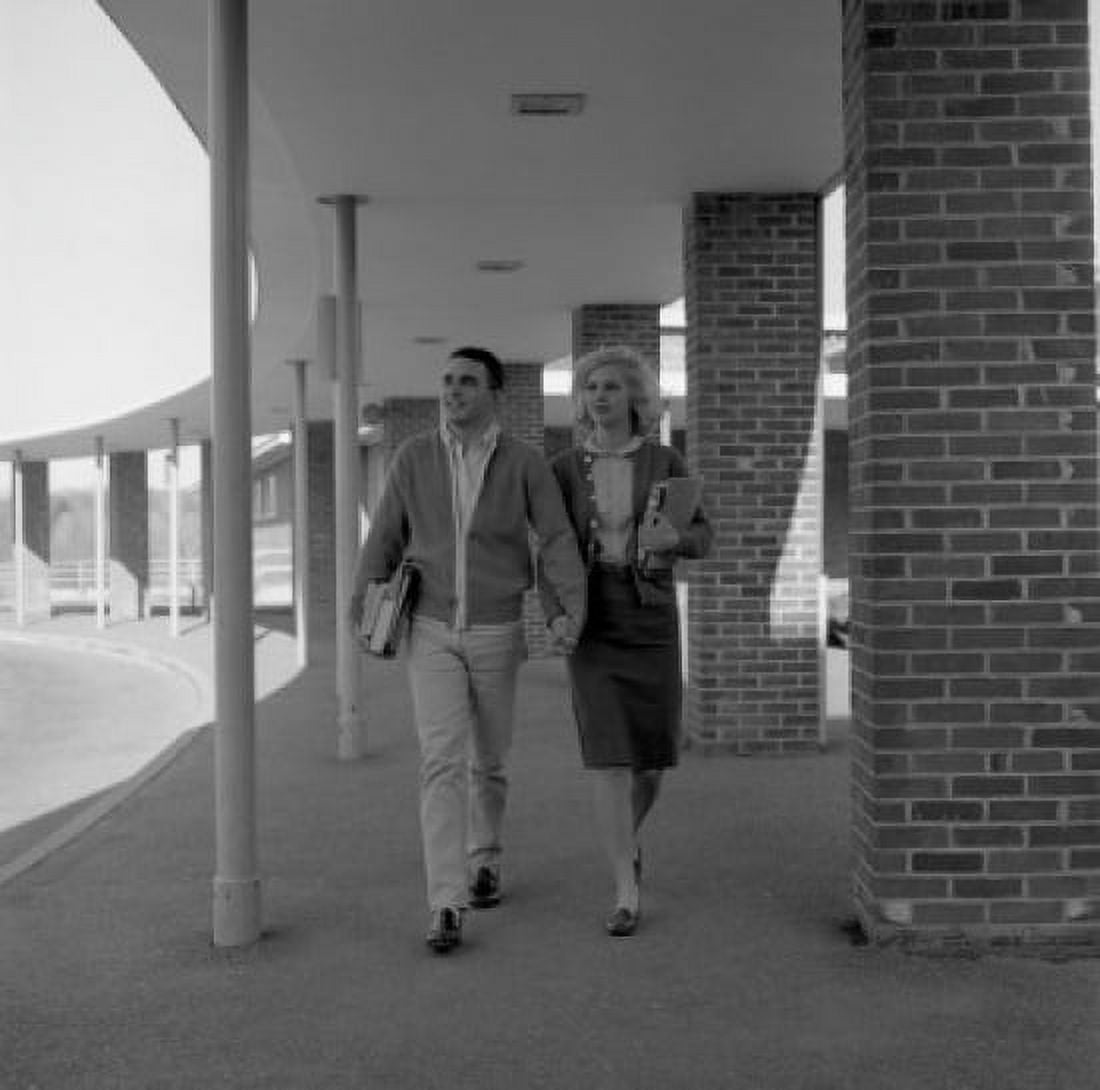 Students couple walking Canvas Art - (18 x 24)