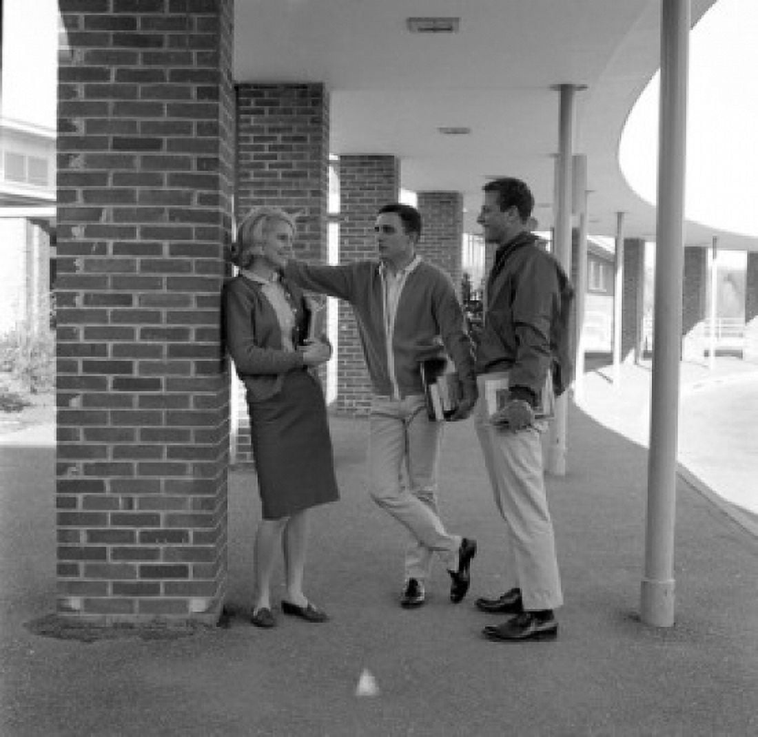 Students talking outside Canvas Art - (24 x 36)
