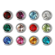 Studex Birthstone Stud Earrings, Stainless Steel, 12 Pair Pack, 2mm