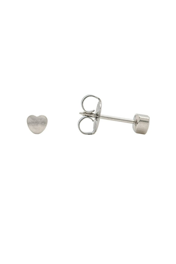 Heart Shape Stud Earrings, Silver, 3mm, Hypoallergenic