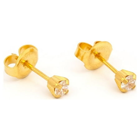 Studex Personal at Home Ear Piercing Kit w/Gun & 3mm Gold Plated CZ Earrings