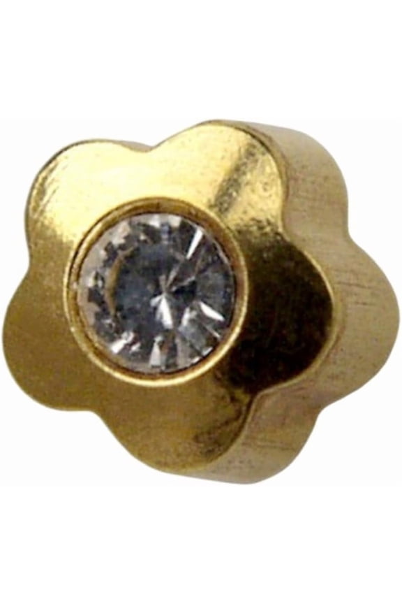 Regular 4mm Flowerlite and Crystal Centre Gold Plated Ear Piercing Stud Earrings