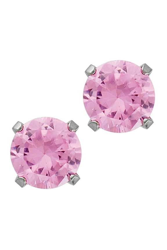 Sensitive Pink Cubic Zirconia Surgical Stainless Steel 5mm Earrings