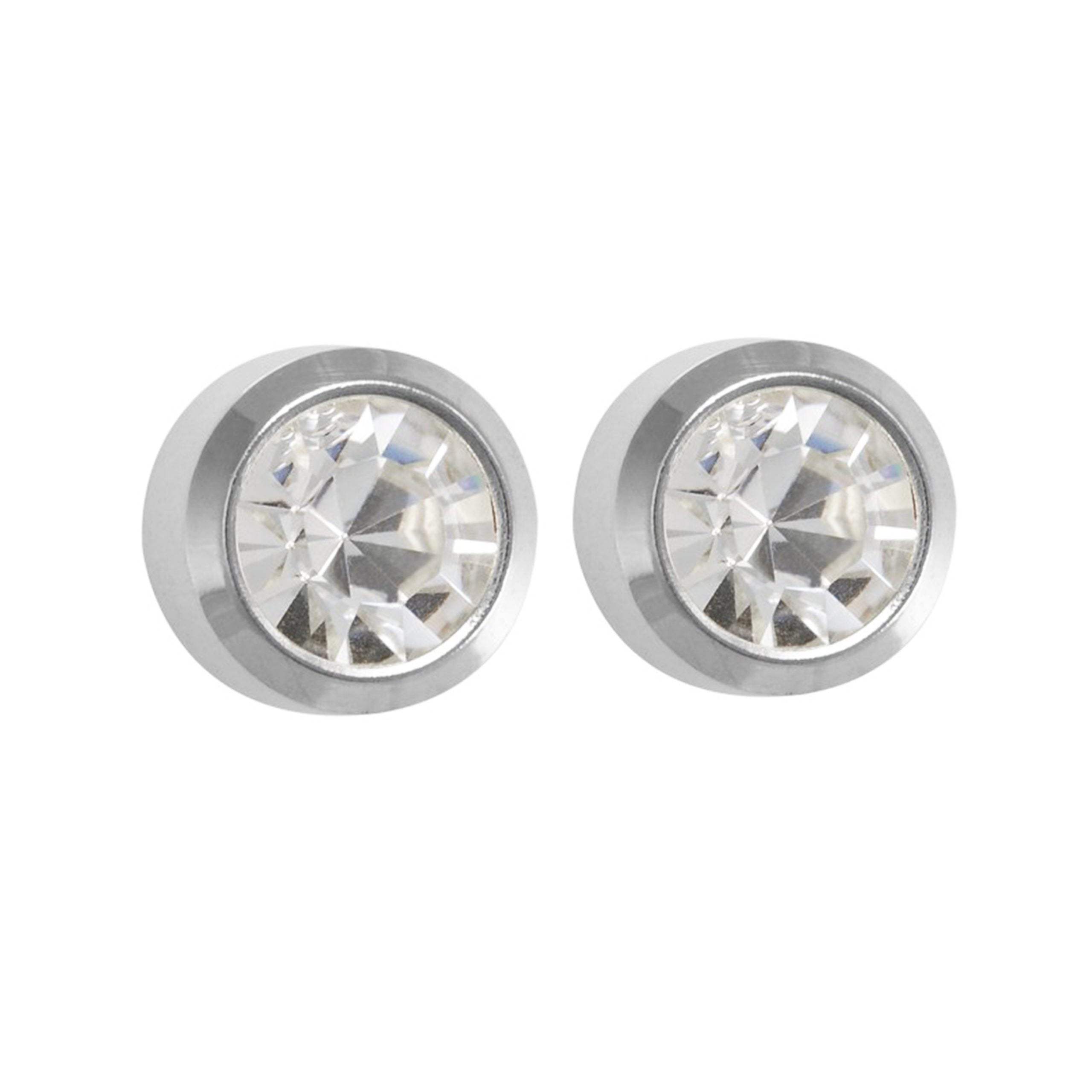 STUDEX Stainless Steel Bezel Setting with 3MM April Crystal Ear Piercing Stud (Dozen)
