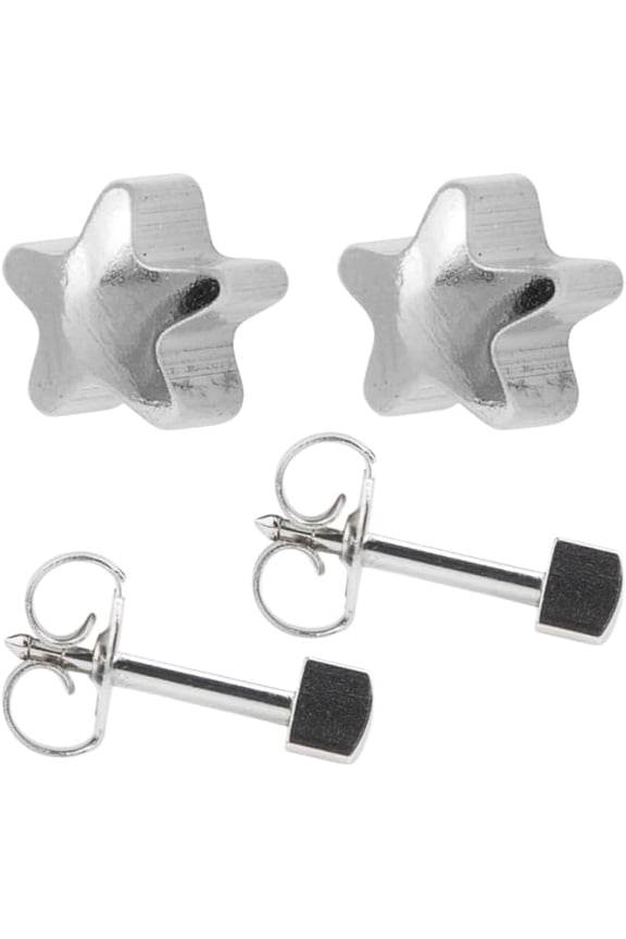 Sterilized Piercing Stud Earrings Surgical Stainless Steel 4mm Silver Star Shape