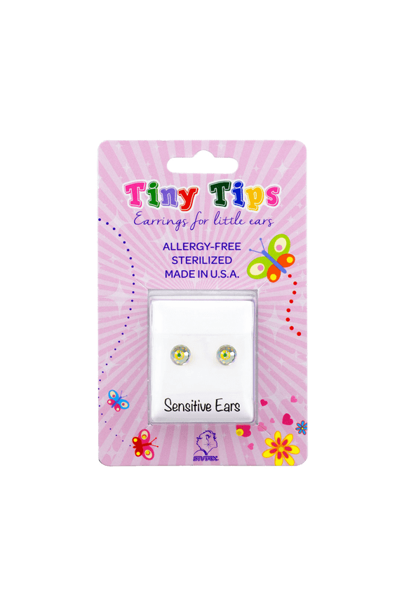 Tiny Tips AB Crystal Ball Earrings Studs 4mm