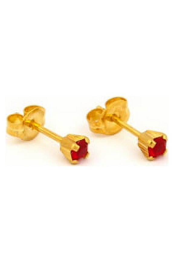 Tiny Tips July Ruby Earrings  Studs 3mm