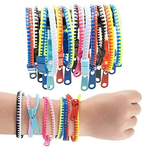 Studico Zip-Zip Hooray Fidget Bracelets for Kids, Multi-Colored Sensory Toys, Perfect for Kid's Party Favors, 24-Count