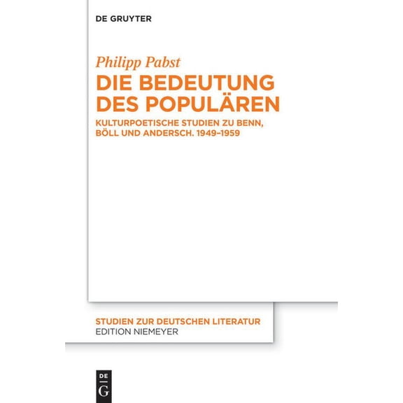Studien Zur Deutschen Literatur Die Bedeutung des Populren, Book 225, (Hardcover)