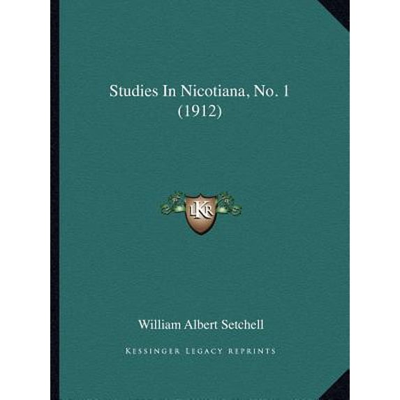 Studies in Nicotiana, No. 1 (1912) Paperback