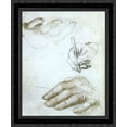 thumbnail image 1 of Studies of the Hands of Erasmus of Rotterdam 20x24 Black Ornate Wood Framed Canvas Art by Holbein, Hans (Younger), 1 of 2
