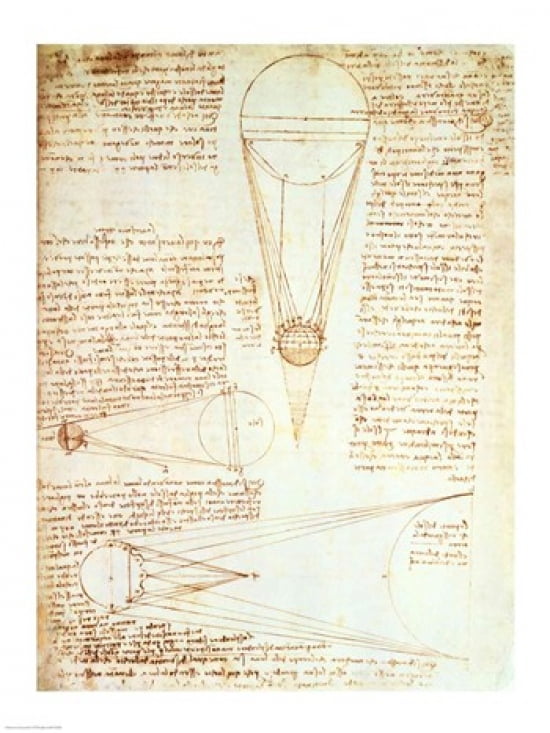 Studies of the Illumination of the Moon 1r from Codex Leicester Canvas Art - Leonardo Da Vinci (18 x 24)