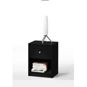 TVILUM Studio 1 Drawer and 1 Shelf Nightstand, Black