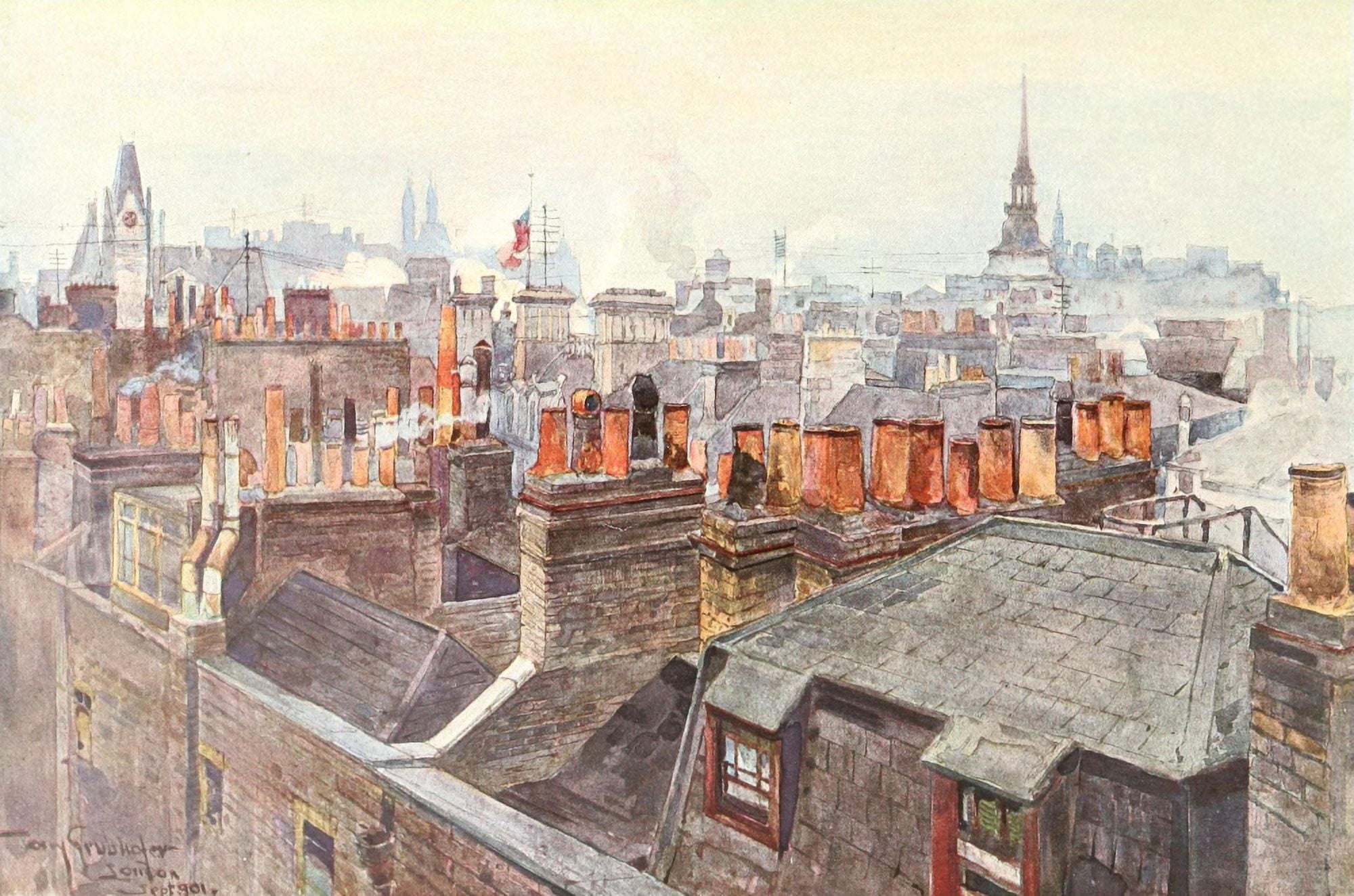 Studio 1902 View of London across the rooftops Canvas Art - Tony Grubhofer (18 x 24)