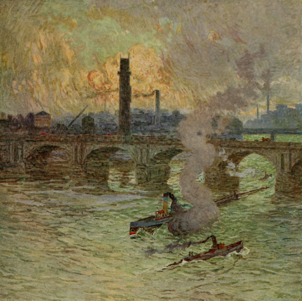 Studio 1917 Waterloo Bridge London Canvas Art - Emile Claus (24 x 36)