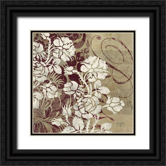 Studio 2 12x12 Black Ornate Wood Framed with Double Matting Museum Art Print Titled - Argento I