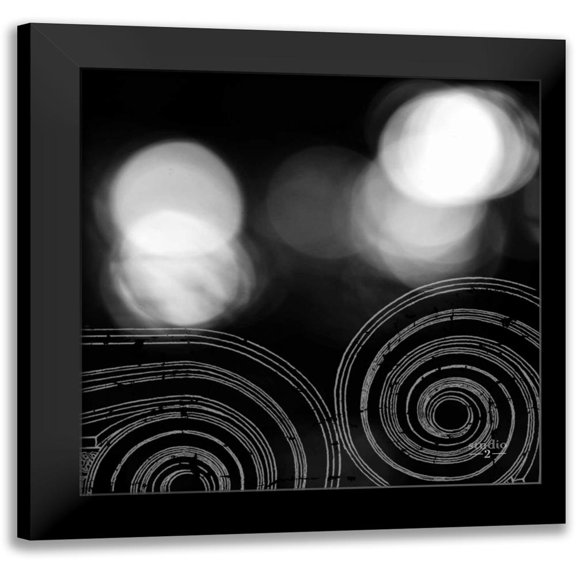 Studio 2 20x20 Black Modern Framed Museum Art Print Titled - Circles and Swirls II