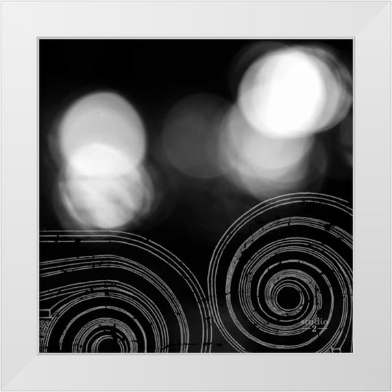 Studio 2 20x20 White Modern Wood Framed Museum Art Print Titled - Circles and Swirls II