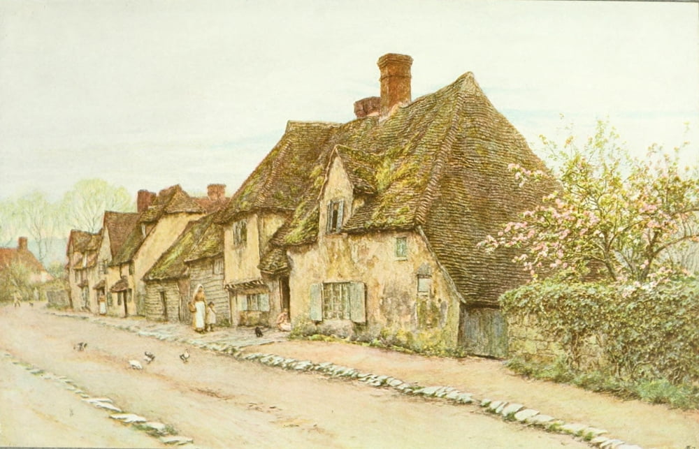 Studio 20-22 1900 A Village street Kent Canvas Art - Helen Allingham (24 x 36)