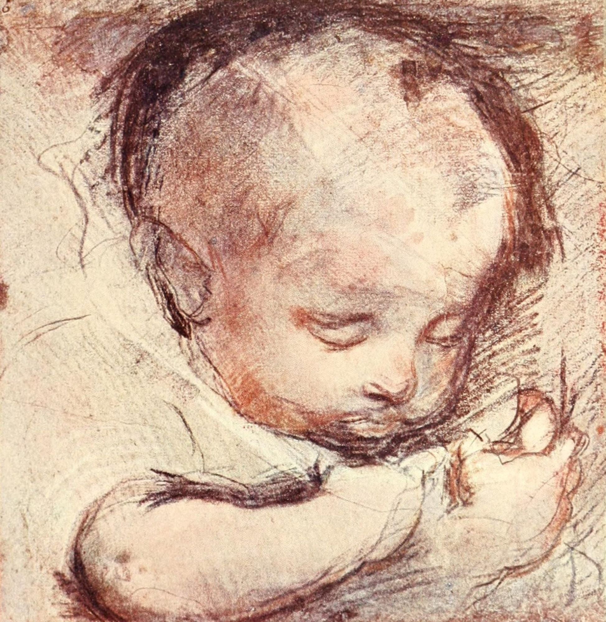Studio 29 1903 Study of a sleeping baby Canvas Art - Federico Barocci (18 x 24)