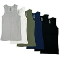 thumbnail image 1 of Studio 3 Men's 6 Pack 100% Cotton Tagless Ribbed Slim Fit Muscle Tank Tops with Scoop Neckline, 1 of 1