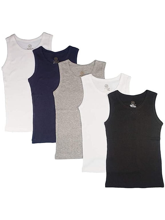 Rib Knit 5 Pack Tank Tops, 5-Pack (Little Boys & Big Boys) Sizes 14-16