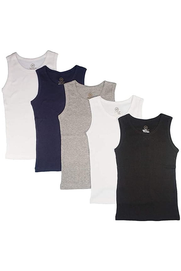 Rib Knit 5 Pack Tank Tops (Little Boys & Big Boys) (4T-5T)