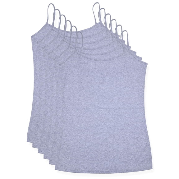 Studio 3 Women's Basic Cami Tank Tops Adjustable Spaghetti Strap Essential Camisole Pack of 6 (6 pcs Grey, 1X)