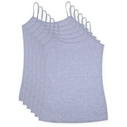 Studio 3 Women's Basic Cami Tank Tops Adjustable Spaghetti Strap Essential Camisole Pack of 6 6 pcs Grey, Large