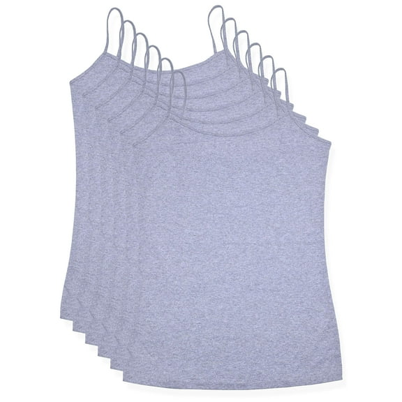 Studio 3 Women's Basic Cami Tank Tops Adjustable Spaghetti Strap Essential Camisole Pack of 6 (6 pcs Grey, Medium)