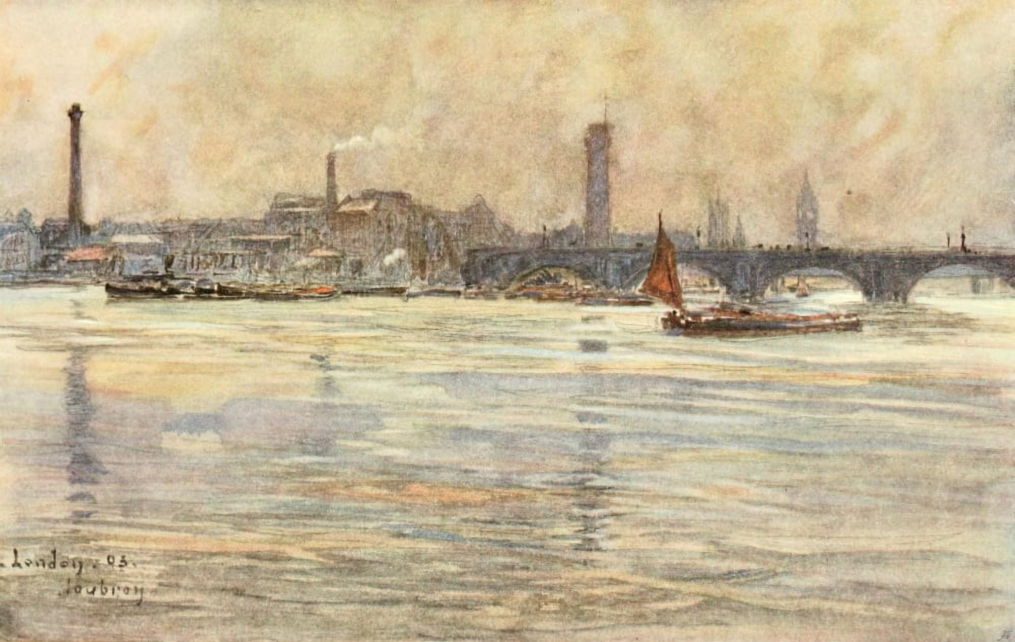 Studio 32 1904 Thames London Canvas Art - Frdric Anatole Houbron (18 x 24)