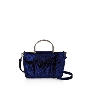 33 Studio Blue Velvet High Key Mini Zip Satchel Ring Bag Purse