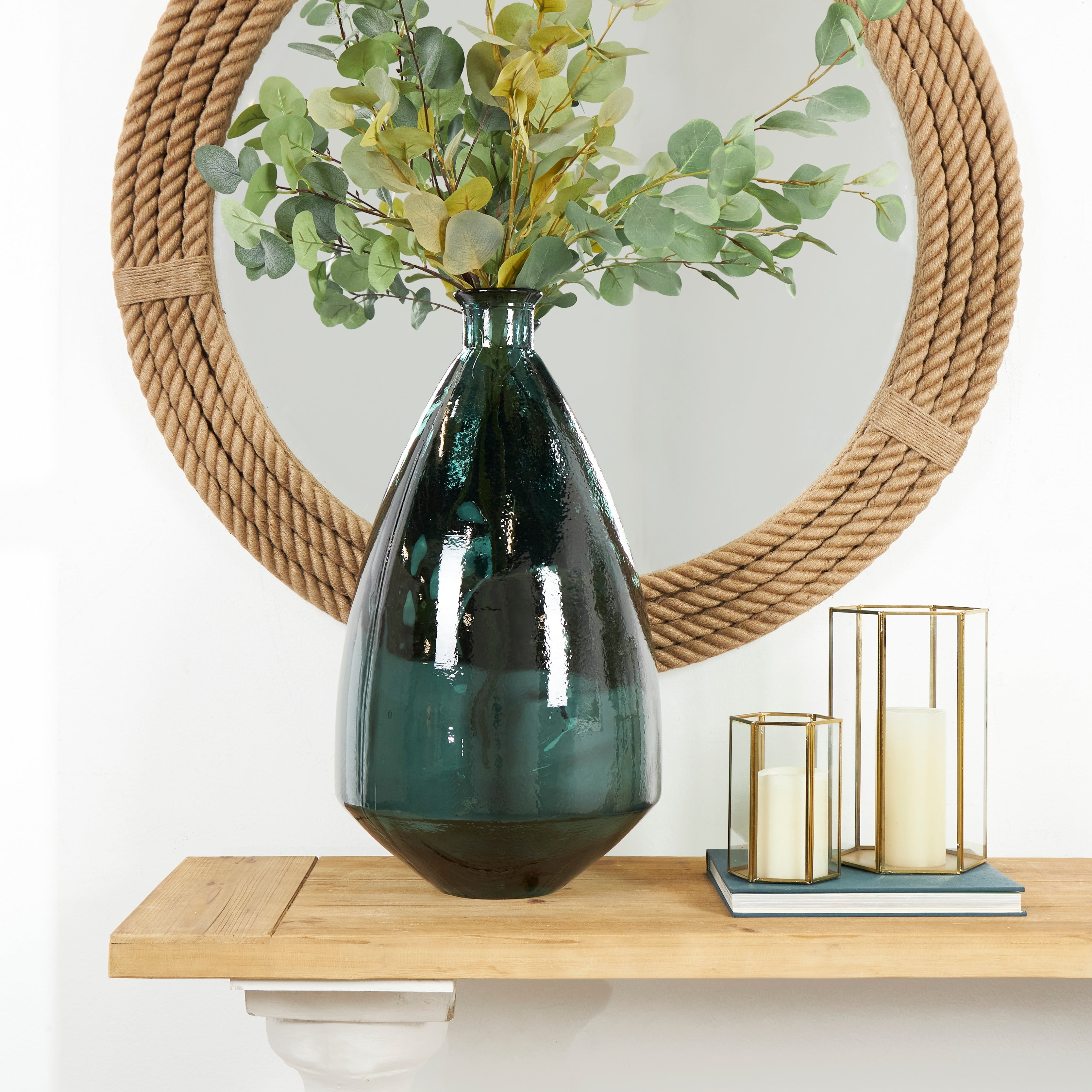 Tall Dark Blue Recycled Glass Decorative Vase