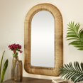 thumbnail image 1 of ARCILLA ELEMENTAL Brown Rattan Woven Room Wall Mirror with Arched Top - 27 x 3 x 48, 1 of 5