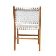 Studio 350 Handmade Teak Woven Leather Dining Chair (Set of 2) - 20"W x 21"L x 33"H White Polished