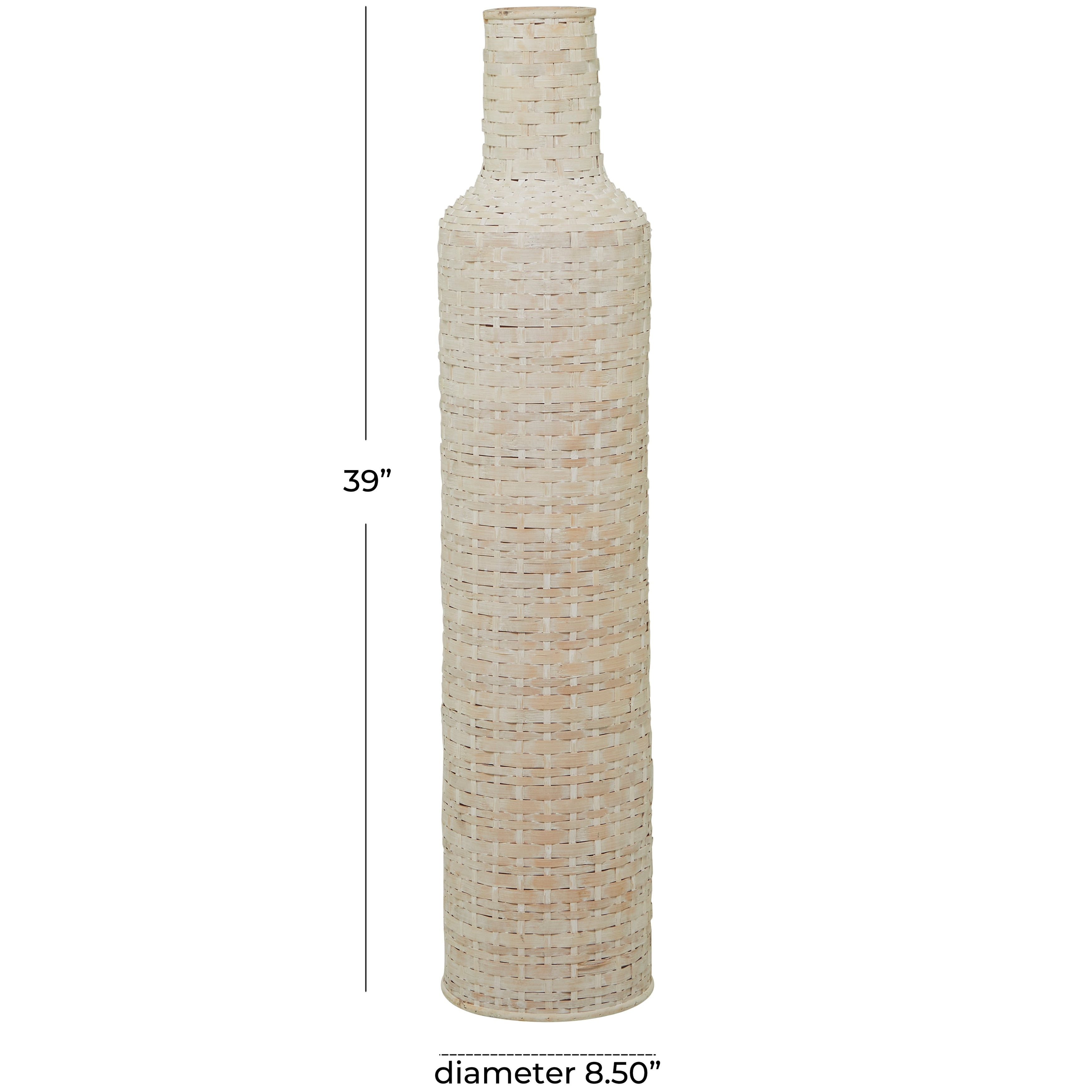 Tall White Woven Bamboo Floor Vase for Home Decor