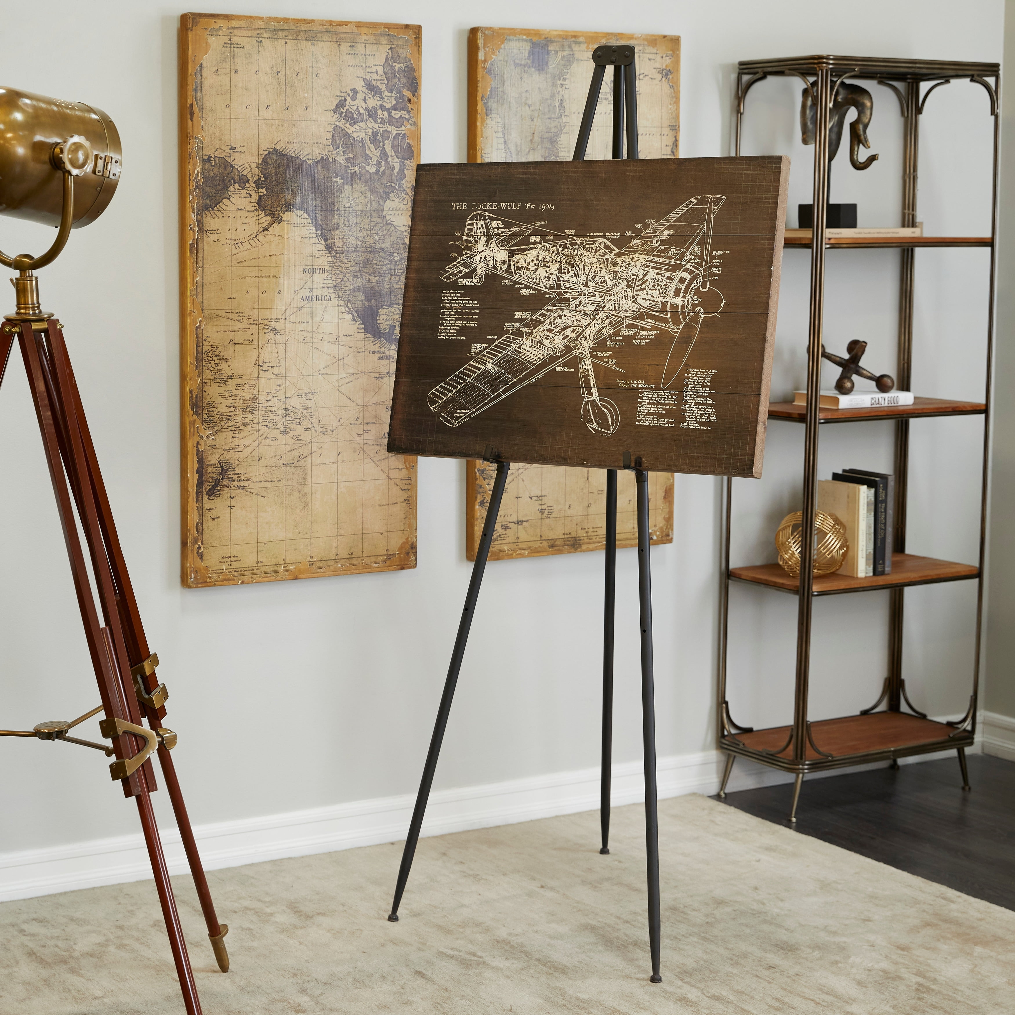 Black Iron Traditional Tripod Easel Stand, 70" Tall