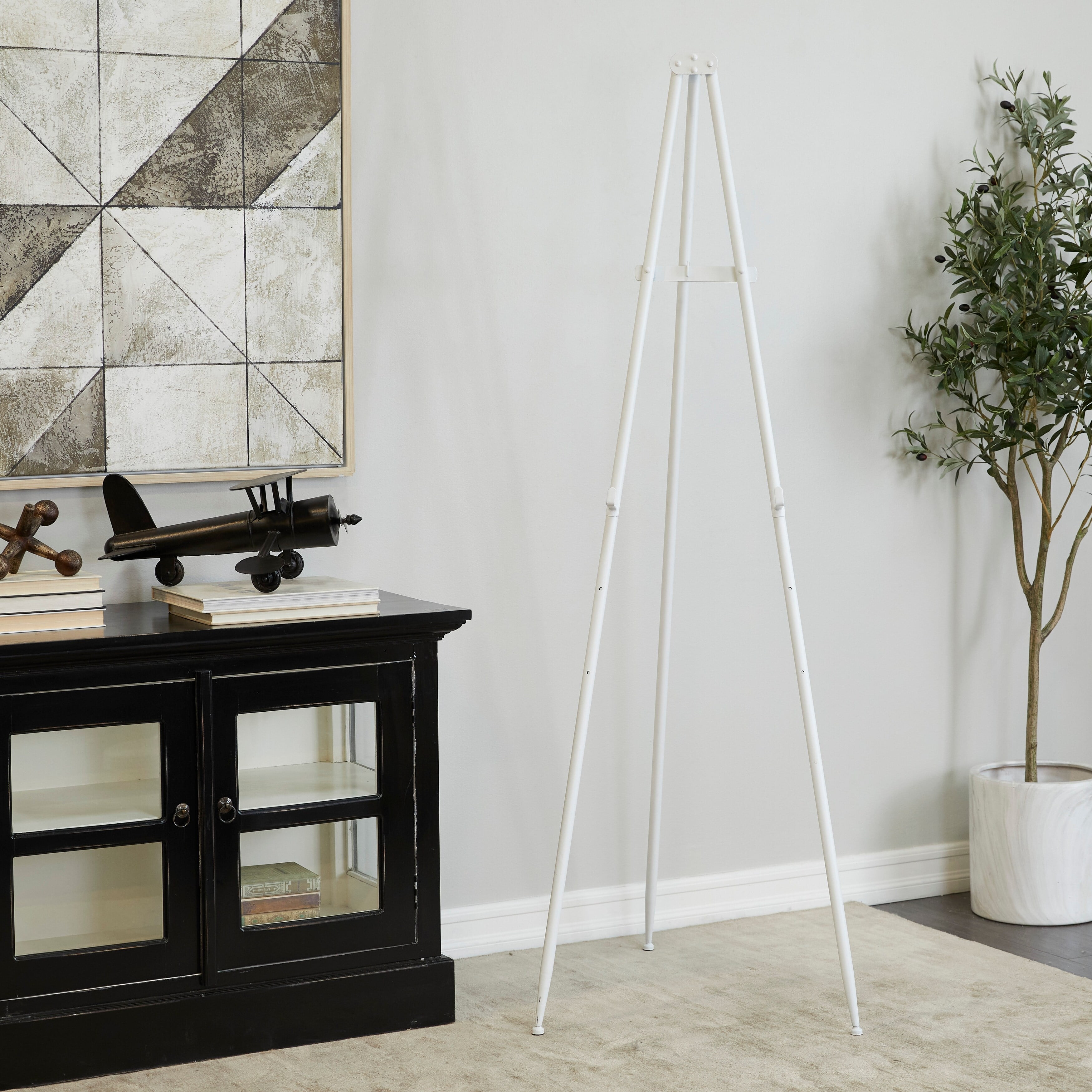 Tall White Metal Traditional Tripod Easel Stand