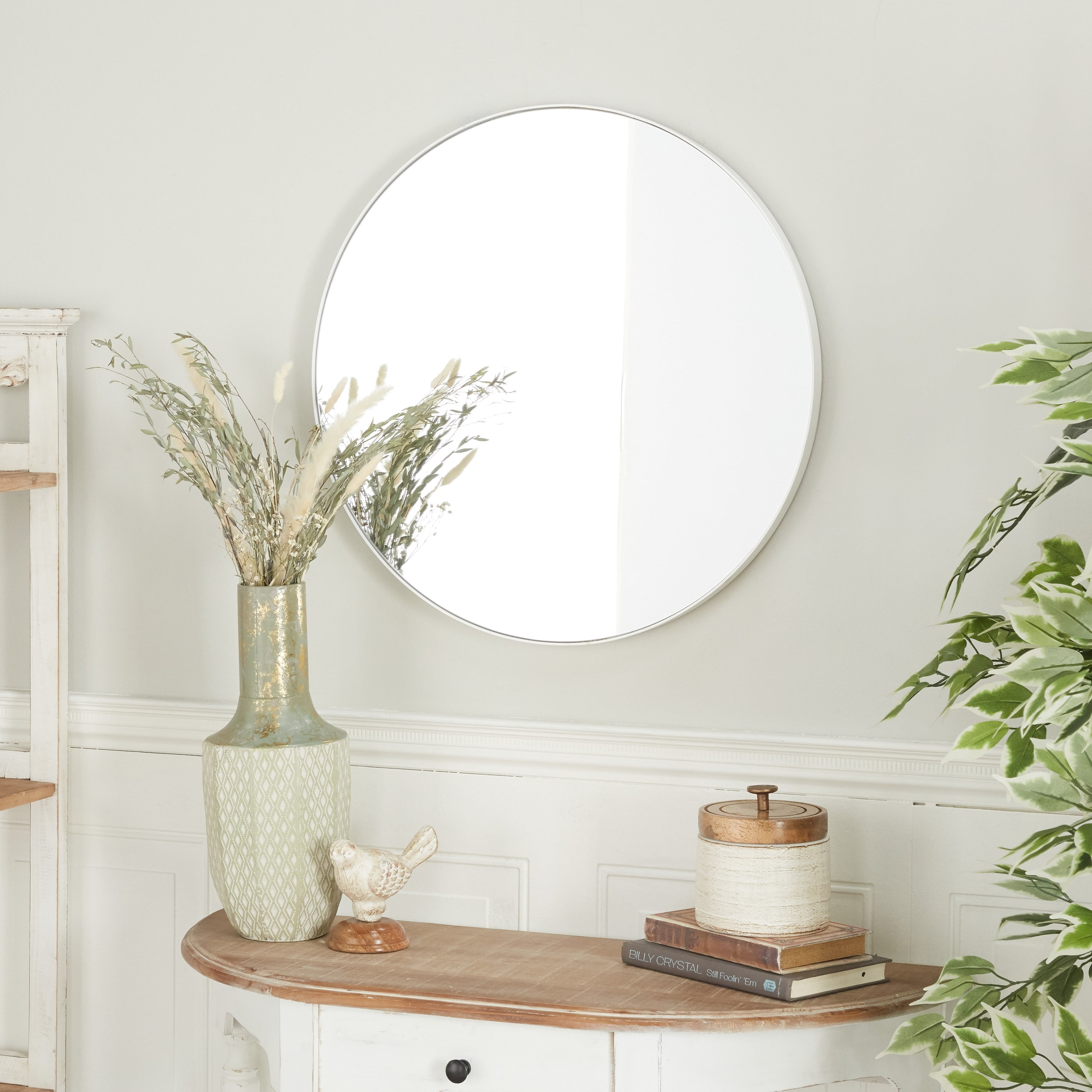 Studio 350 Multiple Frame Finishes Sizes Modern Contemporary Round Wall Mirrors White Medium 24 x 24 White