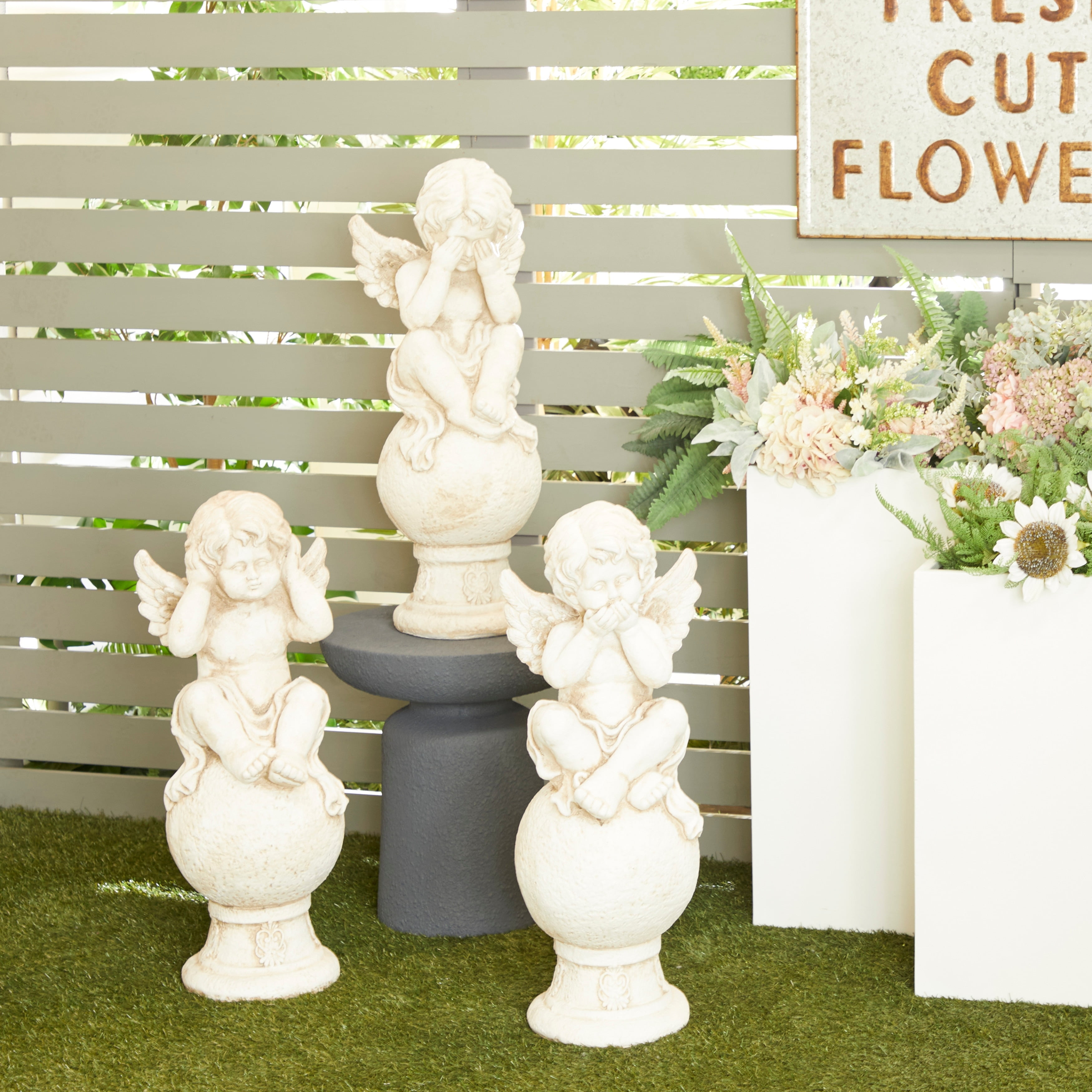 Studio 350 White MGO French Country Garden Sculpture (Set of 3) - 11 x 10 x 29