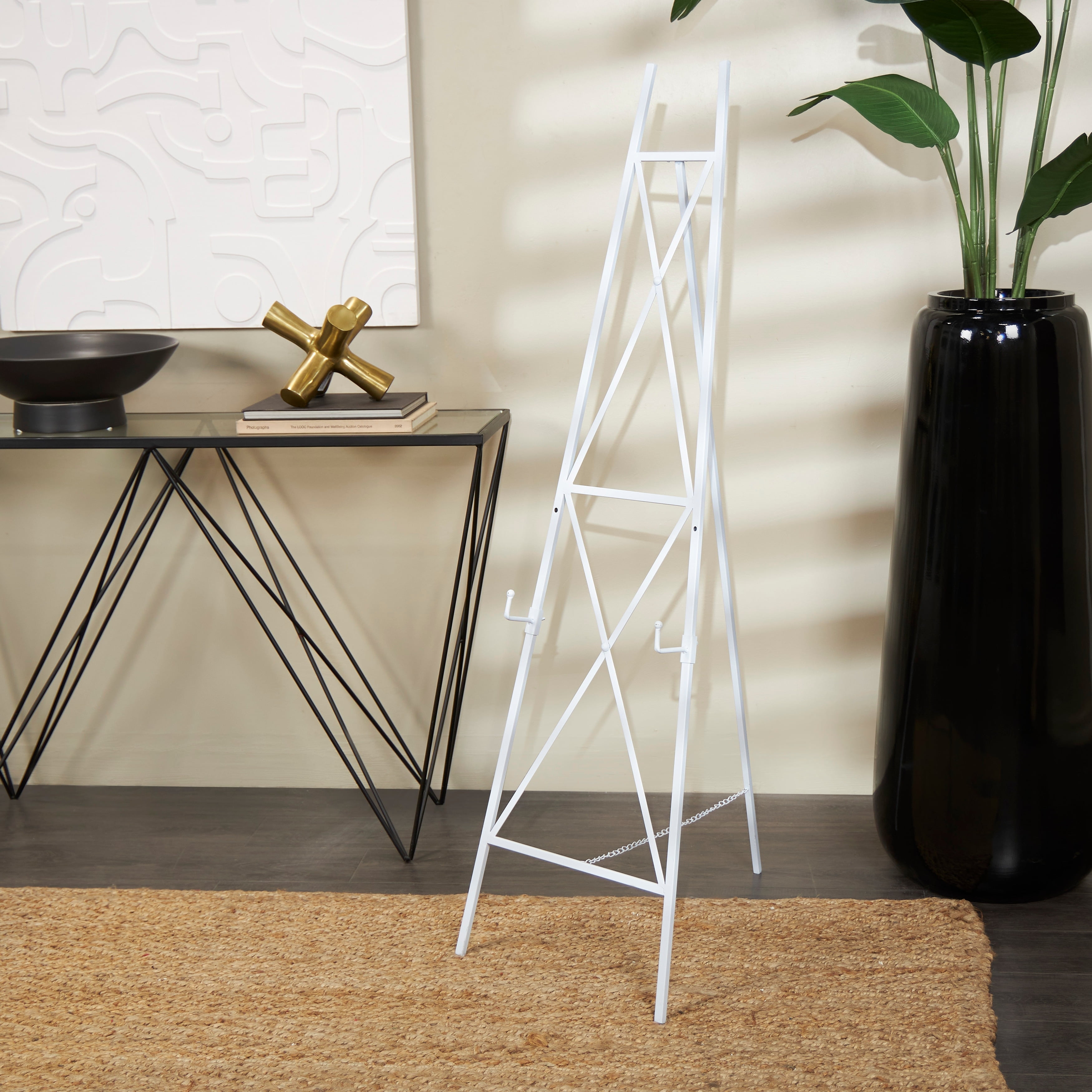 White Metal Tall Adjustable 2-Tier Display Easel with Chain Support