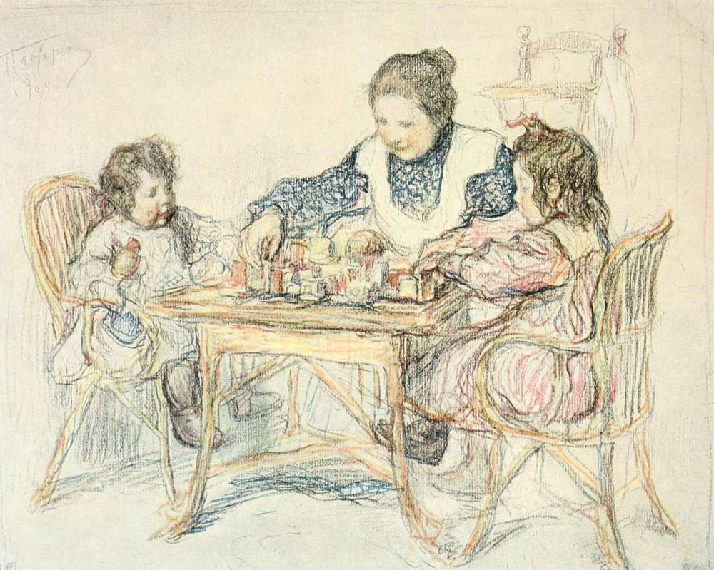Studio 37 1906 Children playing Canvas Art - Leonid Pasternak (24 x 36)