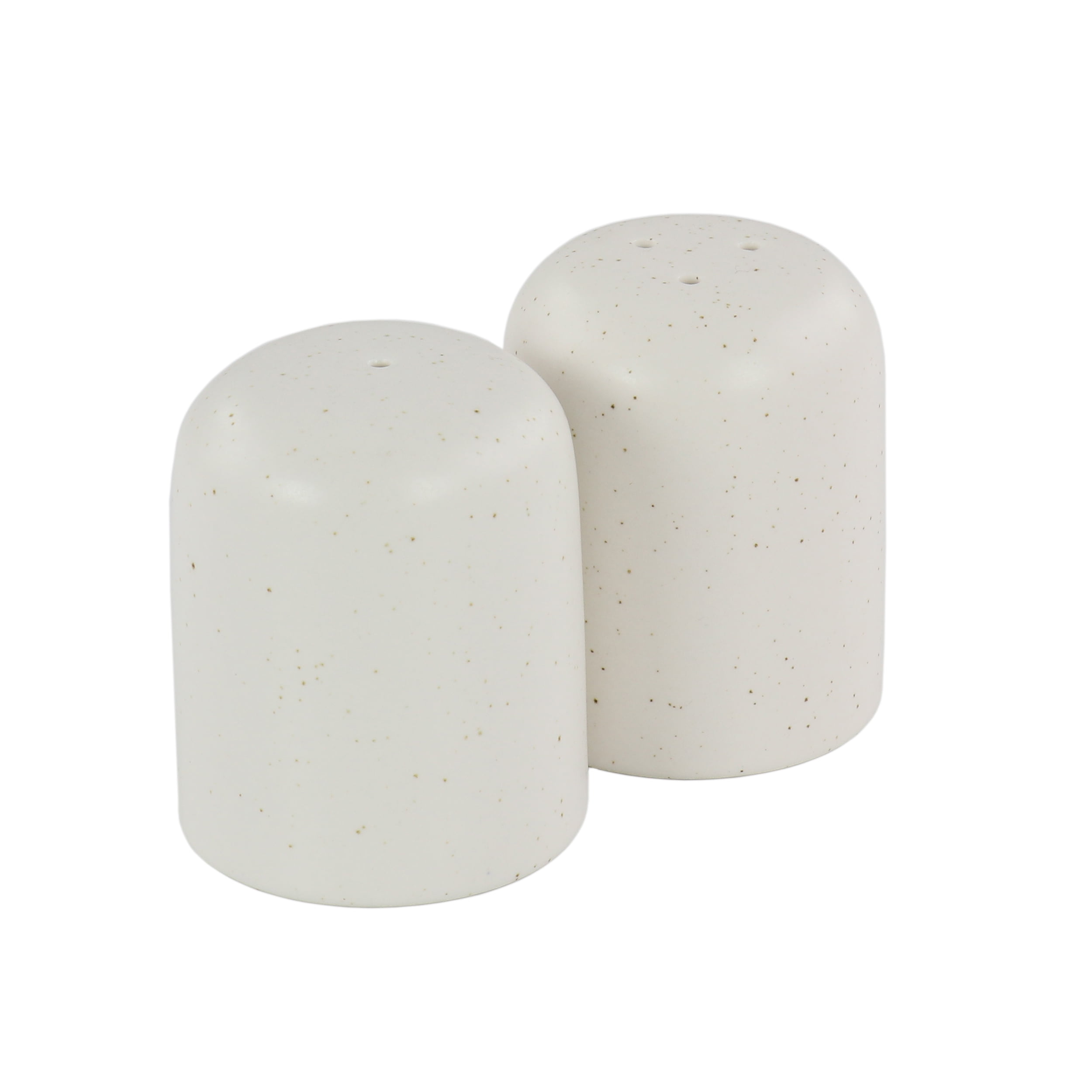 Glossy White Stoneware Round Salt and Pepper Shaker Set