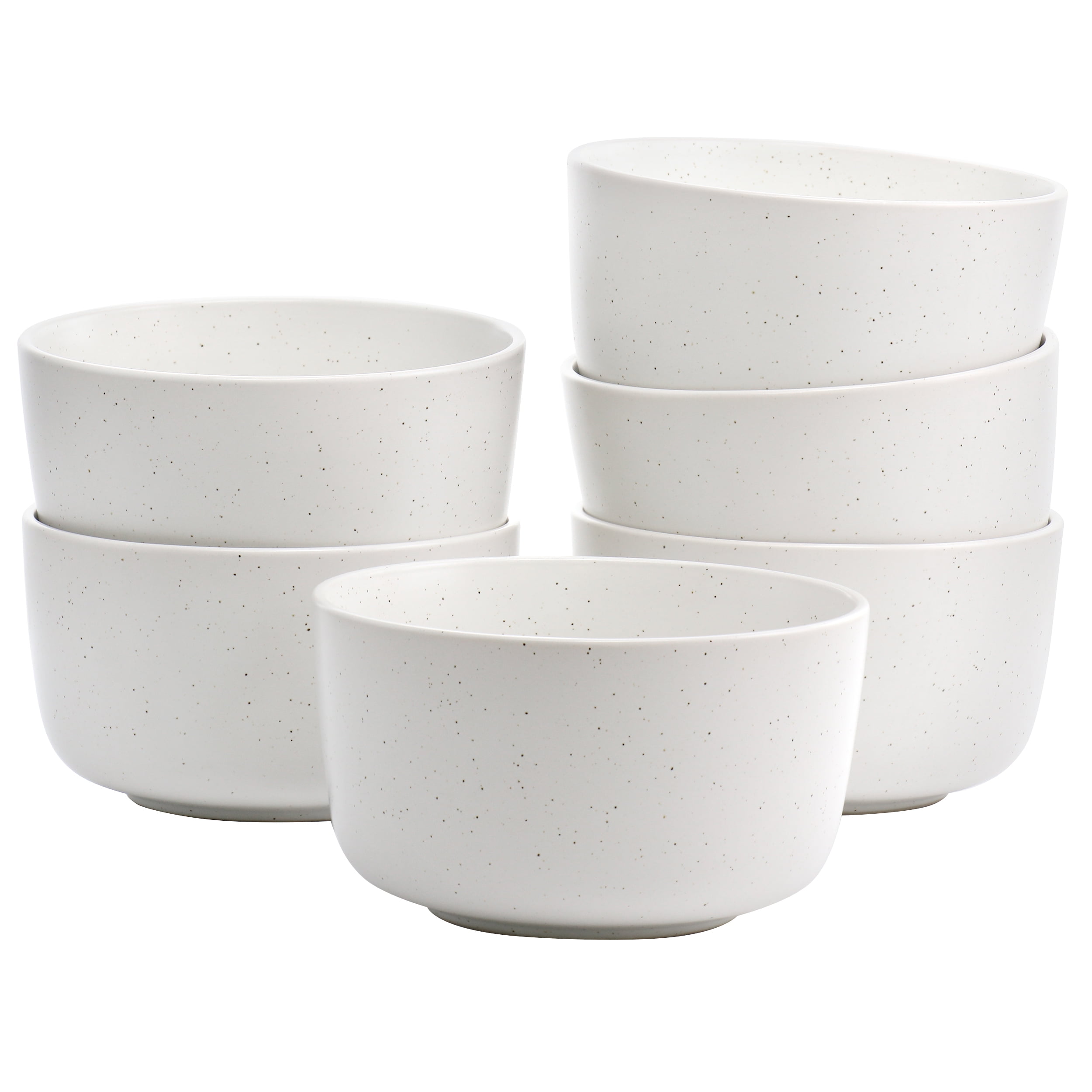 Sea Salt White 5.5 Inch Round Stoneware Bowl Set, 6 Pieces
