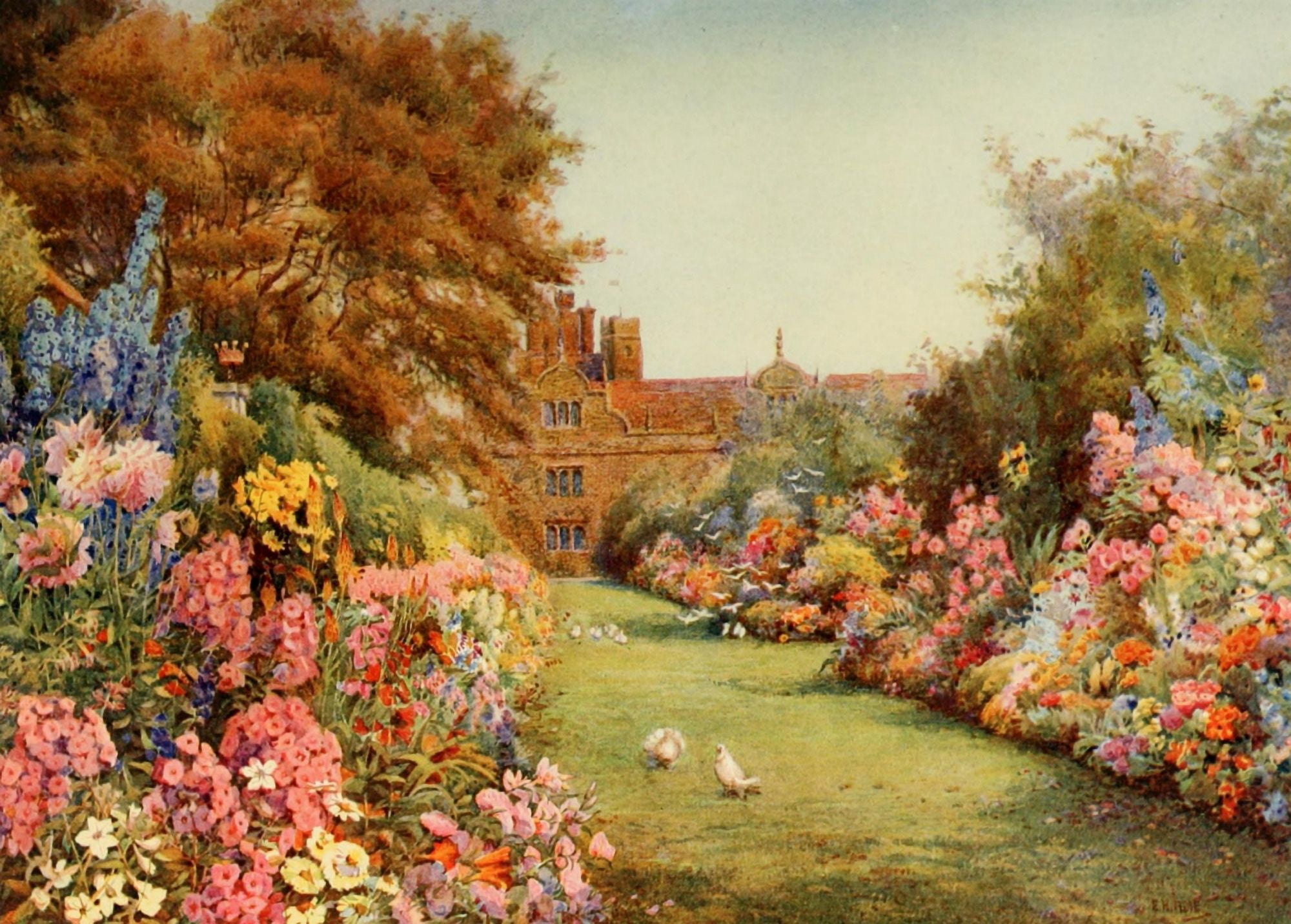 Studio 41 1907 Herbaceous border at Knole Canvas Art - Edith H Adie (18 x 24)