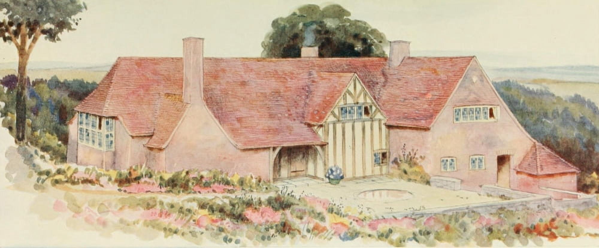 Studio 43 1908 House at Chailey Sussex Canvas Art - MH Baillie-Scott (24 x 36)