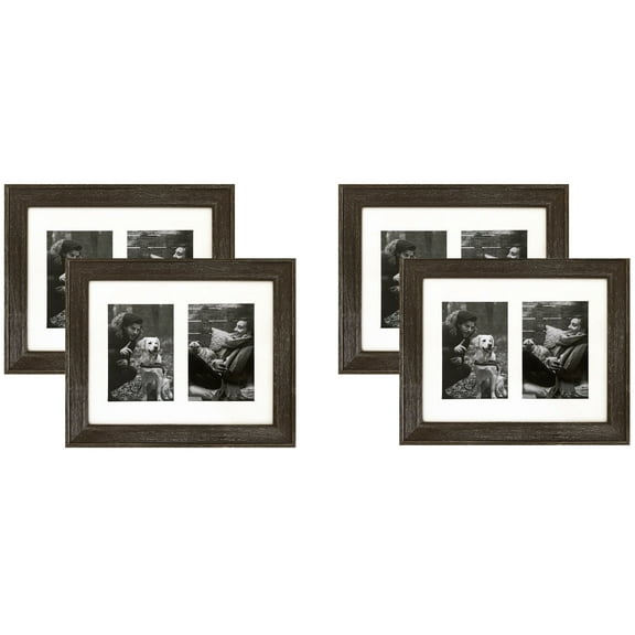 Studio 500 Rustic Distressed Collection 2-Opening 10x13 in, Matted to 5x7 Rustic/Lodge Polywrap Distressed Picture Frames, 4-Count