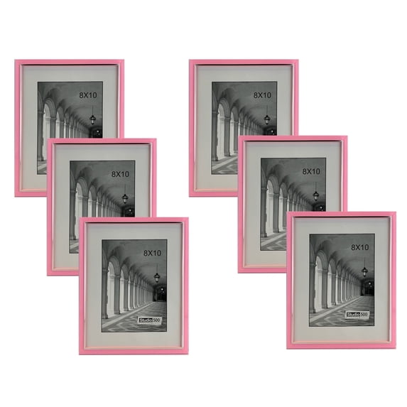 Studio 500 Colorful Sleek Collection 1-Opening 8x10" Photo Frames, Pink, 6 Count